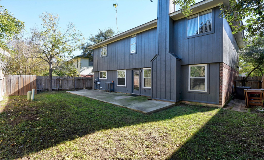 Enjoy an alfresco patio and a perfectly sized, fenced-in backyard. 