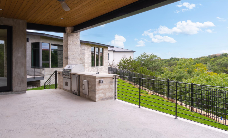 Entertaining Patio with Grill, Fridge, Sink, Fireplace and Views