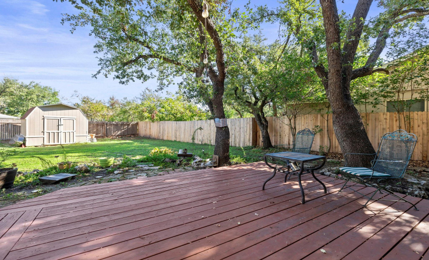 Enjoy morning coffee or evenings on the large deck surrounded by large shade trees.