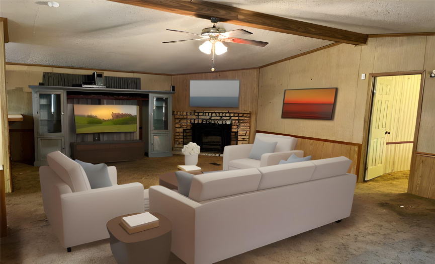 Living area virtually staged