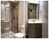 Updated Bath Fixtures with Full Tile Surround in Shower and Robust Glass Shower Enclosure