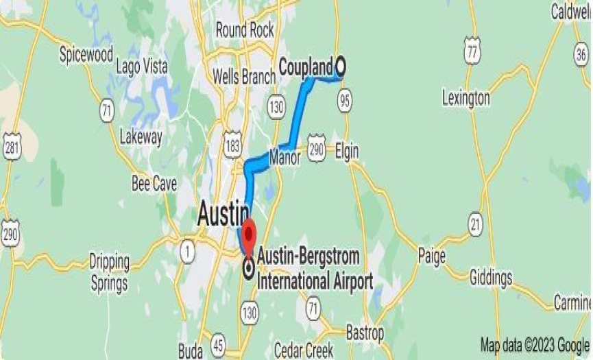 34 minutes to Austin Bergstrom International Airport 