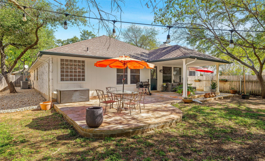 The tiled patio creates more outside space for dining and entertaining.