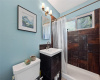 Primary bath area located close to all of the front 3 bedrooms