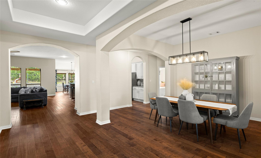 Tray ceilings add to the elegance of this home