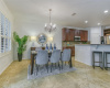 Open Kitchen/Dining/Family Room with concrete floors