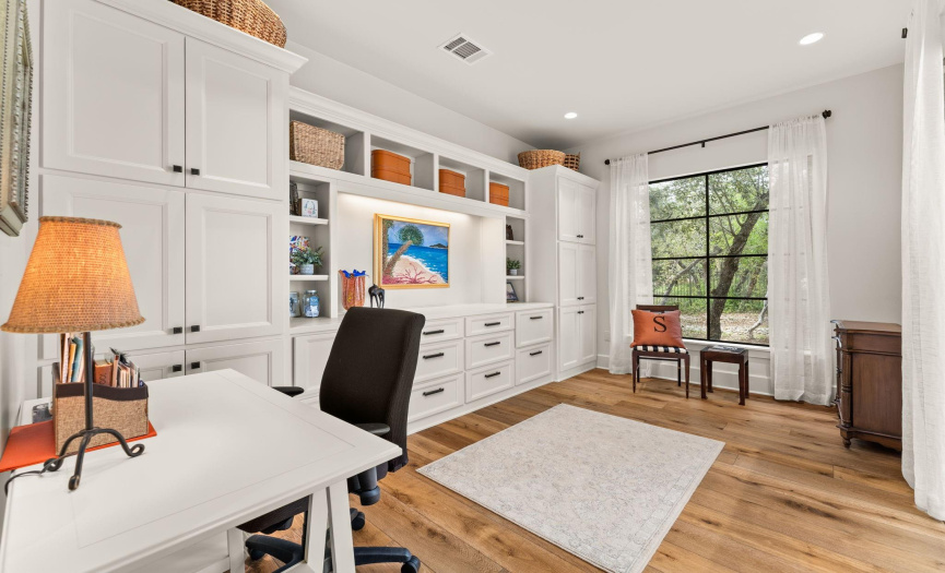 Fabulous 2nd office with natural light, custom roll out cabinets, custom file drawers, plenty of storage space, soft close