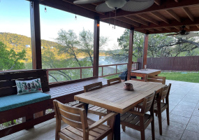 First Floor Covered Porchwith Expansive Lake and Hill Country Views.