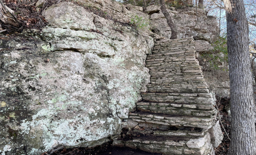 Rock formations and stairs to the river