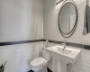 Powder Room with subway tile for a timeless look!