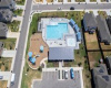 What a great aerial shot of the neighborhood community pool and playground!