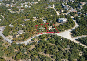 Aerial view of the lots angled from the lake side of the subdivision.