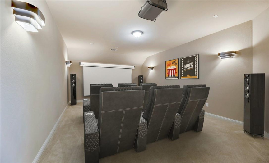 Enter this huge movie theater room, close the door, and forget about the world