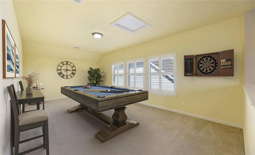 Massive game room upstairs carries endless possibilities