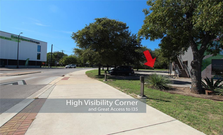 Tremendous location and easy access. High visibility corner, great parking. Easy access. Lot has been cleared and ready for building permits. 