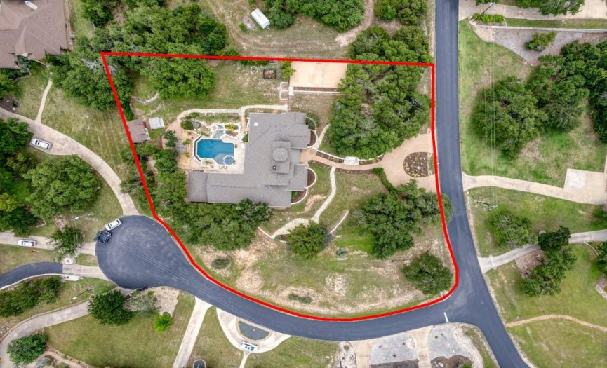Aerial Overhead View with Property Boundary
