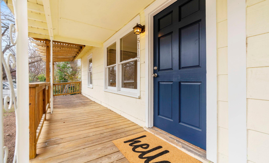 The covered front porch is an ideal spot for enjoying your morning coffee and watching the charming, walkable North Loop neighborhood come to life.