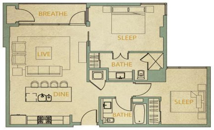 Efficient floor plan maximizes living space and allows privacy to the bedrooms.