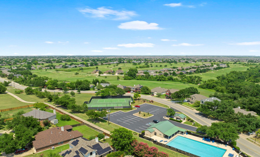 View of amenities center and golf course