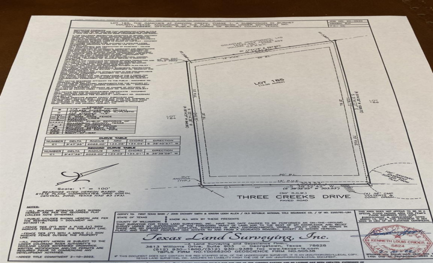  Survey has been made of the 10 acre tract lot 185