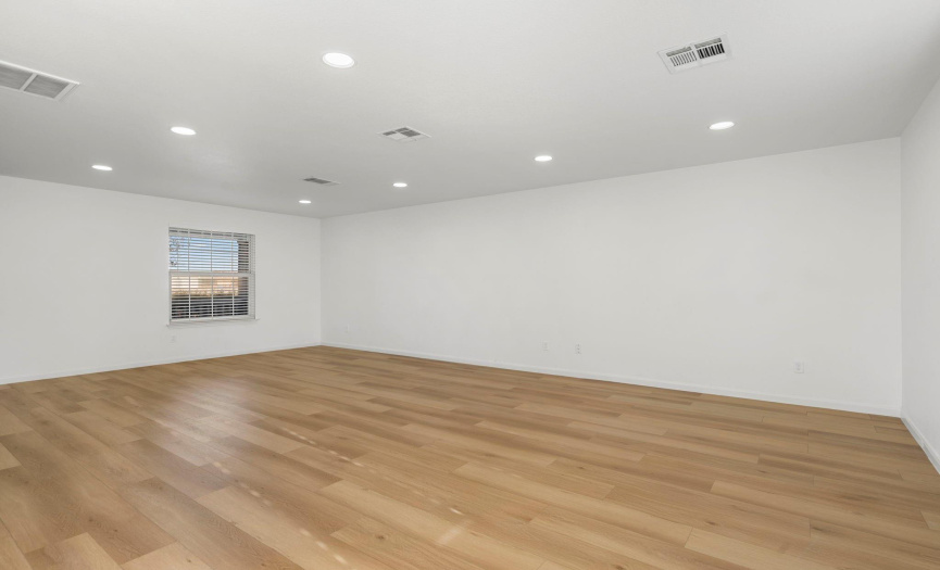Huge livingroom perfect for entertaining with recently installed vinyl wood floors. 