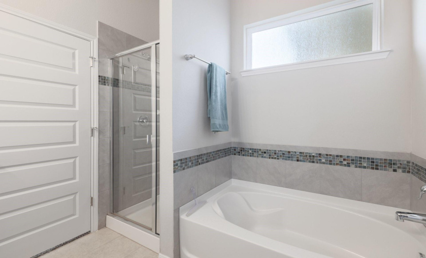 Separate shower with a soaker tub