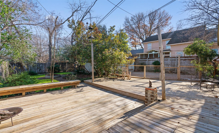 Plenty of room for entertaining on the amazing oversized deck with built in seating