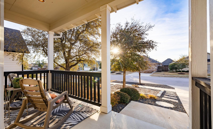 Enjoy your morning coffee while relaxing on your front porch.