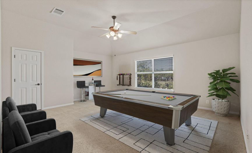 A versatile bonus living space provides limitless opportunities, including a game room, family room, playroom, and so much more! (virtually staged)