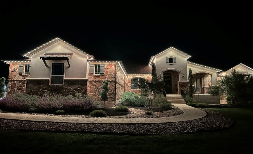 Outdoor Soffit Lighting in Front, Partial Sides, and Back of Home.