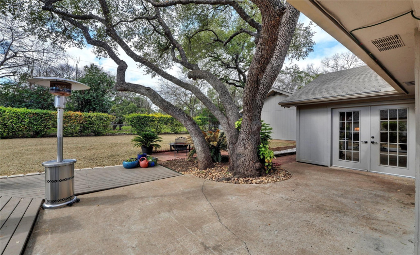 Great trees and large back yard plus plenty of patio for outdoor entertaining!