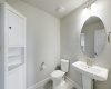 A second level powder room is located for the bonus and media room.