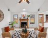 Vaulted ceilings with focal fire place