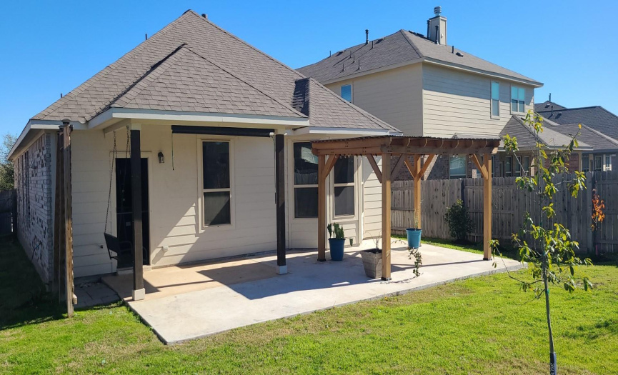 Check out the extended patio and pergola