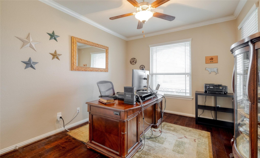 Enjoy privacy while getting work done in your home office situated on the first floor.