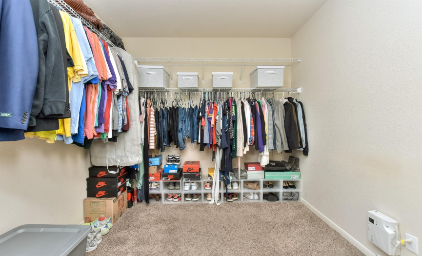 Extra large closet is perfect for sharing!