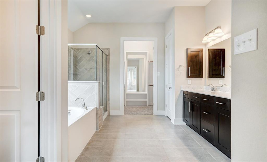 Primary Bath with Dual Vanities and storage