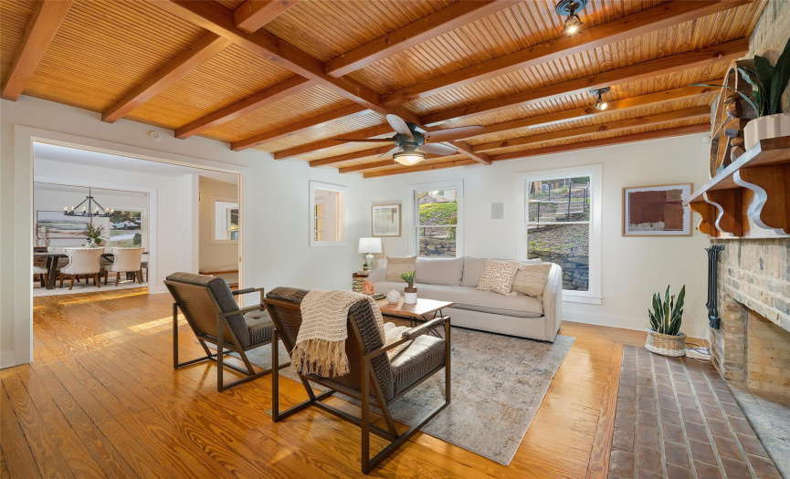 The wood ceilings add character and warmth to the home.