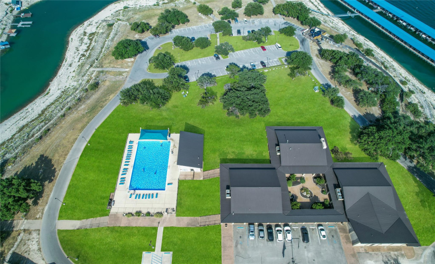 Community pool, gym and clubhouse