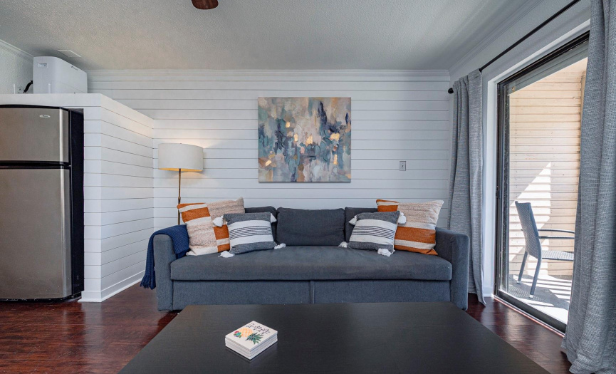 Living Room with Shiplap Wall