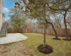 The fully-fenced backyard provides security and privacy.