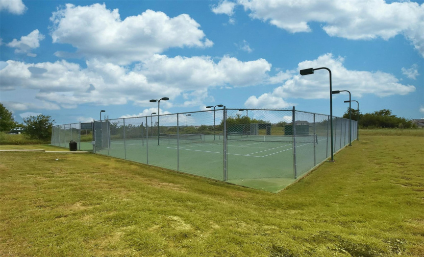 Experience the thrill of tennis on the well-maintained courts, where residents can sharpen their skills, stay active, and indulge in friendly matches under the Texas sun.