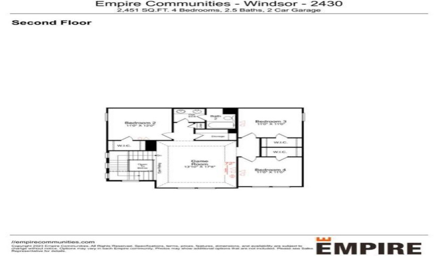 Windsor 2nd Floorplan -Photo is a Rendering.  Please contact On-Site for any questions or information.