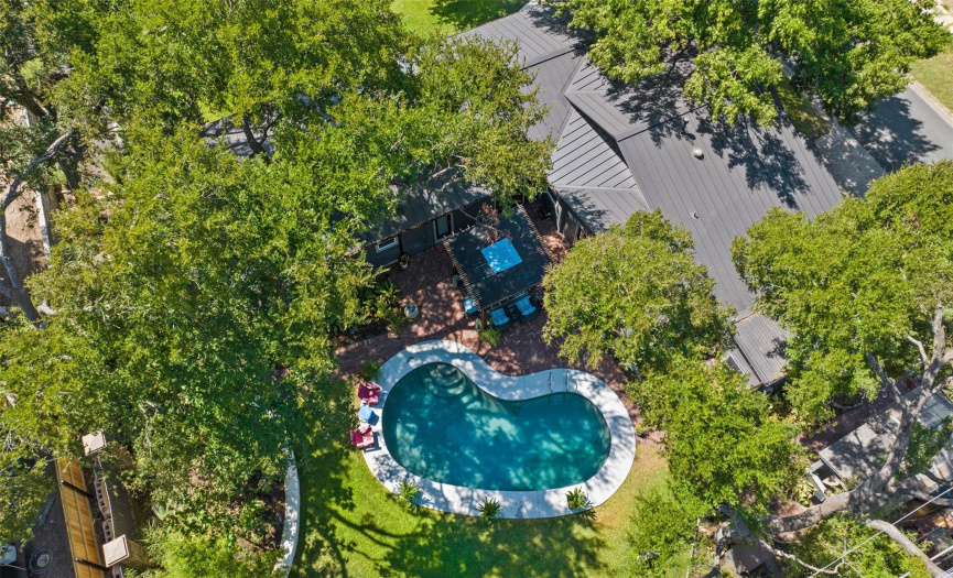 Cool and shaded pool perfect for beating the heat on hot summer days in Austin