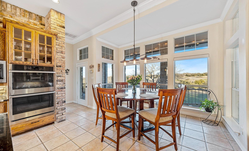 Enjoy a cup of coffee or lunch while overlooking the amazing view in this breakfast nook. 