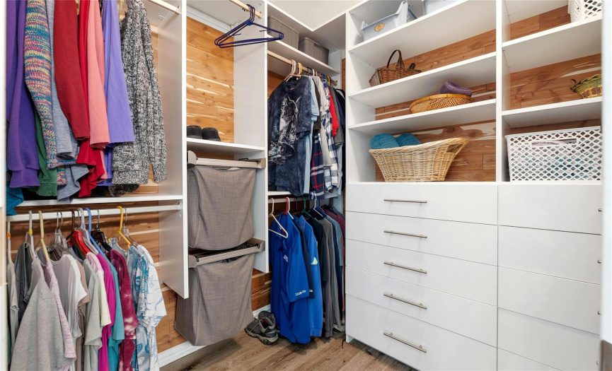 Don’t overlook the walk-in closet!  It’s been meticulously designed for optimal storage and is lined with cedar.