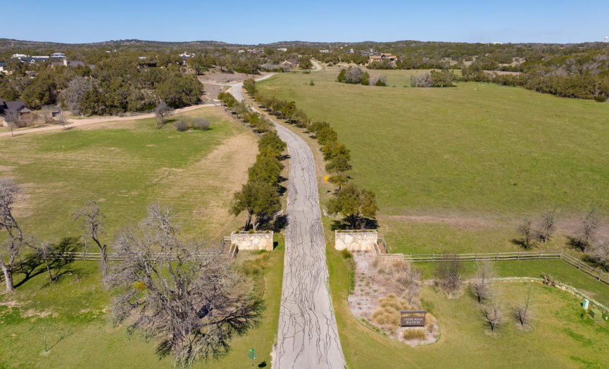 Entering Creek Road Ranch, your new home in the Texas Hill Country!