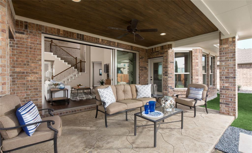 Covered Patio with Stained wood ceiling 
