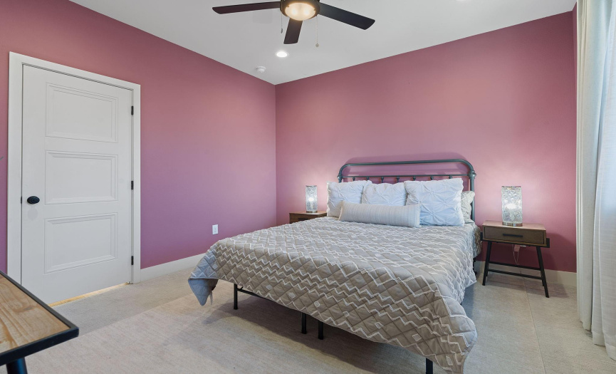The primary bedrooms offers plenty of space for a king sized bed and side tables, along with your bedroom furniture. 