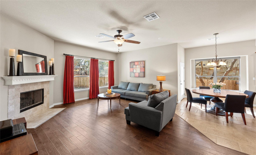 Featuring a luminous open floor plan for the living room and eat-in kitchen. 